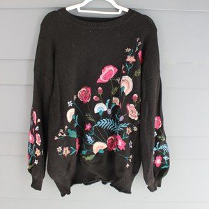 Embroidered Floral Pixley Sweater